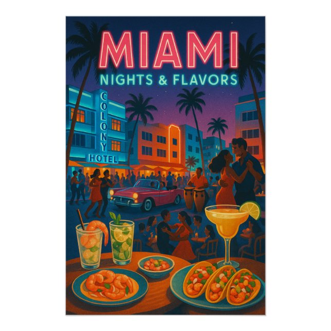Miami Nights - Food & Vibes Poster (Vorderseite)