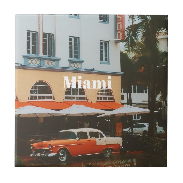 Miami Ocean Drive Reise-Souvenir Fliese (Vorderseite)