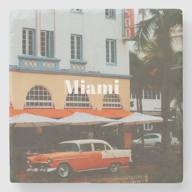 Miami Ocean Drive Reiseandenken Steinuntersetzer (Vorderseite)