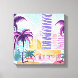 Miami Pastels   Messy Watercolor-Malerei Leinwanddruck
