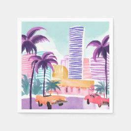 Miami Pastels | Unordentliche Aquarellmalerei Serviette