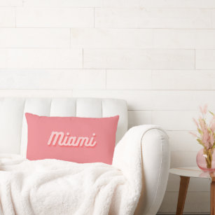 Miami Pillow Retro Pink Script Lumbar Pillow Lendenkissen