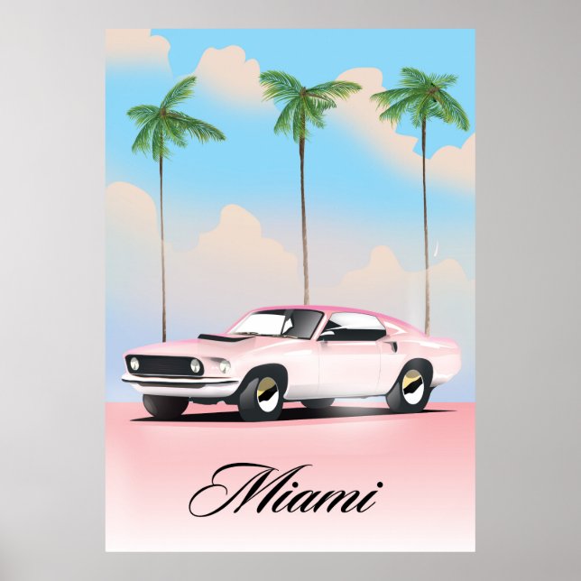 Miami Pink Sunset Poster (Vorne)