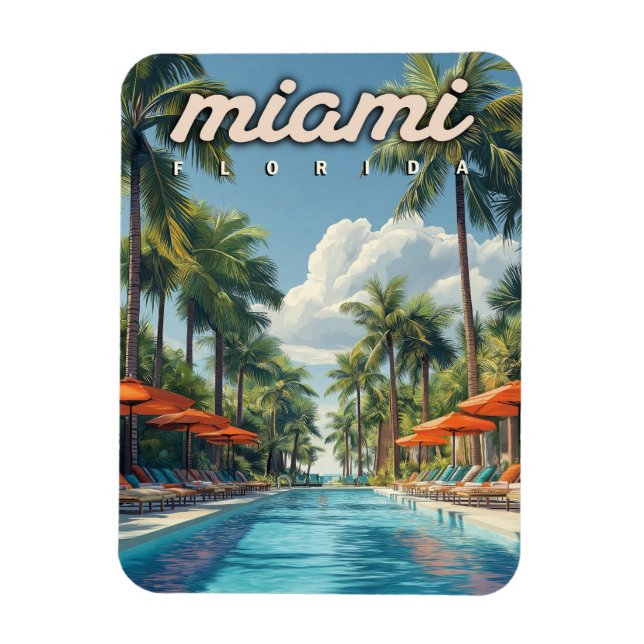 Miami Pool Vintag Magnet (Vertikal)