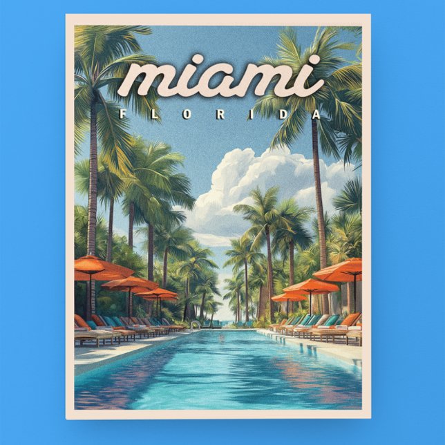 Miami Pool Vintag Postkarte (Von Creator hochgeladen)