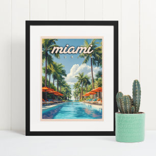 Miami Pool Vintage Poster