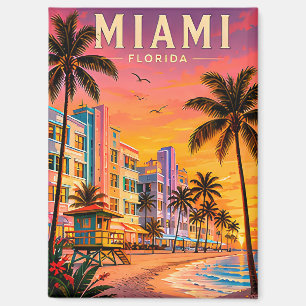 Miami Reise Landmarken Illustration  Magnet