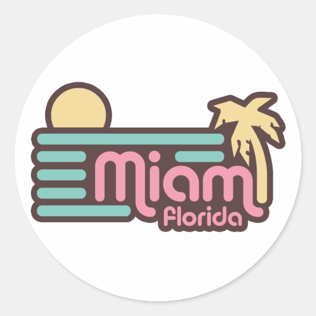 Miami Runder Aufkleber (Vorderseite)