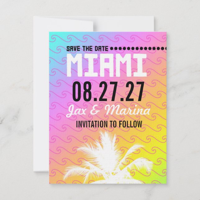 MIAMI Save the Date Linen Paper (Vorderseite)