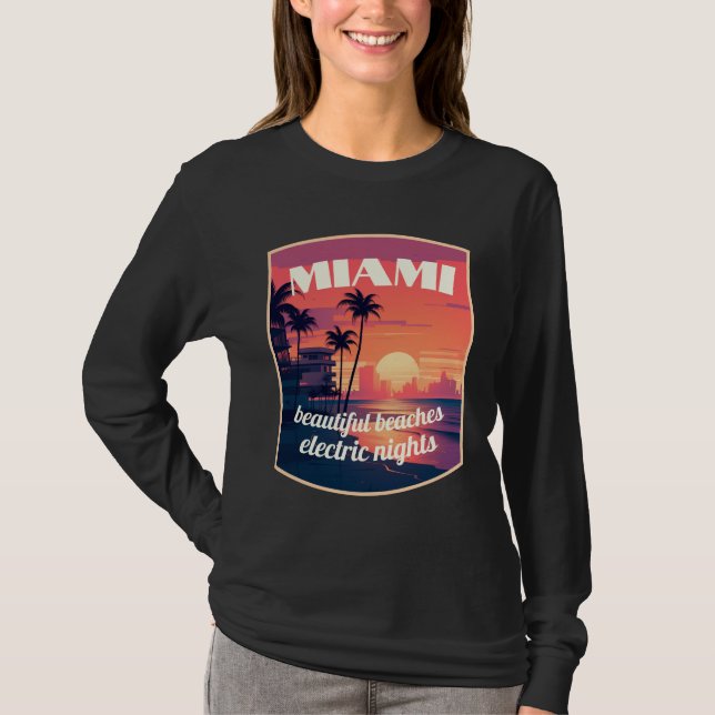 Miami: schöne Strände, elektrische Nächte T-Shirt (Vorderseite)