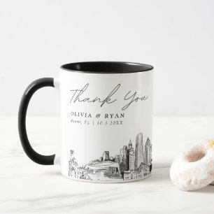 Miami Sketch Simple Custom Wedding Coffee Tasse