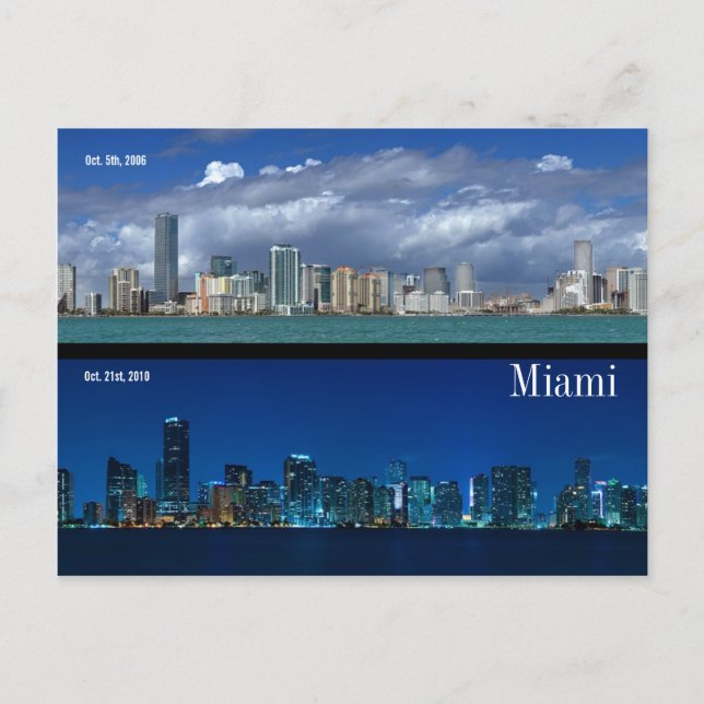 Miami Skyline 2006 und 2010 Postkarte (Vorderseite)