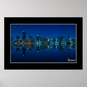 Miami Skyline am Abend Panorama - Poster