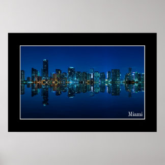Miami Skyline am Abend Panorama - Poster