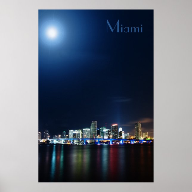 Miami Skyline am Abend Panorama - Poster (Vorne)