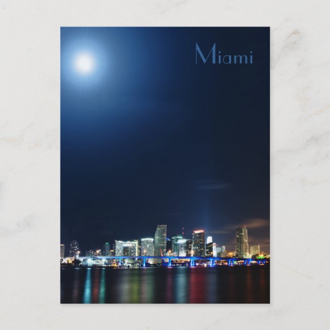 Miami Skyline am Abend Panorama - Postkarte (Vorderseite)