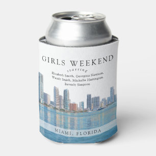 Miami Skyline Aquarell Mädchen-Wochenende Dosenkühler