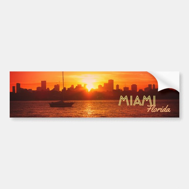 Miami Skyline bei Sunset Autoaufkleber (Vorne)