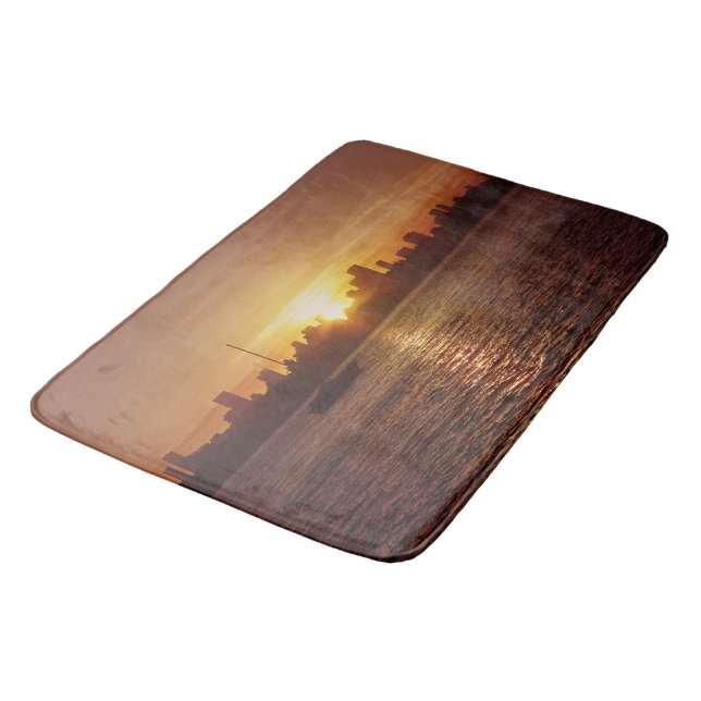 Miami Skyline bei Sunset Badematte (Schrägansicht)