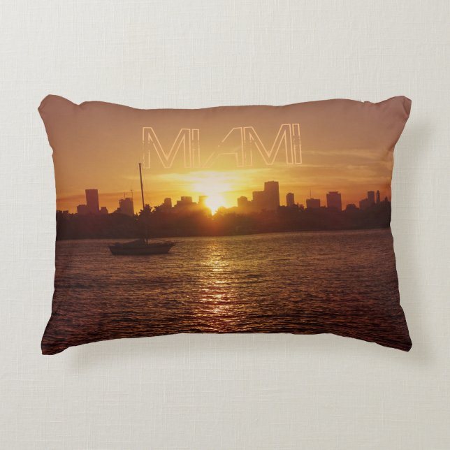 Miami Skyline bei Sunset Dekokissen (Vorderseite)