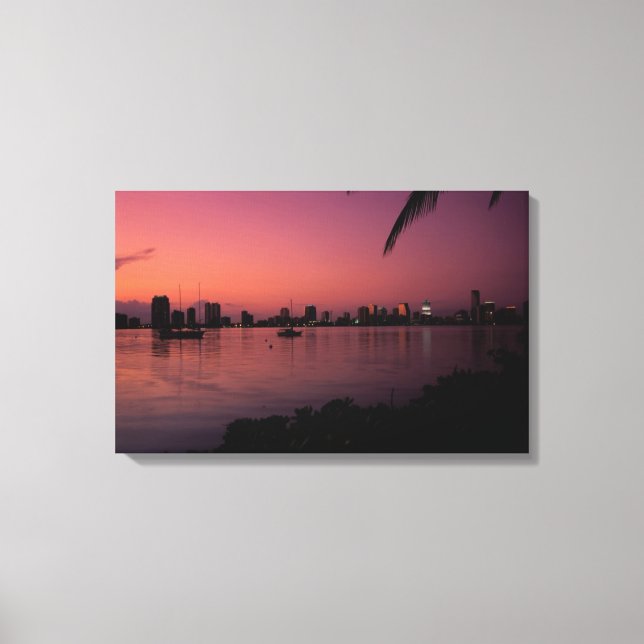 Miami Skyline bei Sunset Leinwanddruck (Vorderseite)