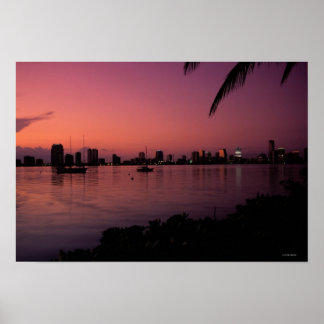Miami Skyline bei Sunset Poster