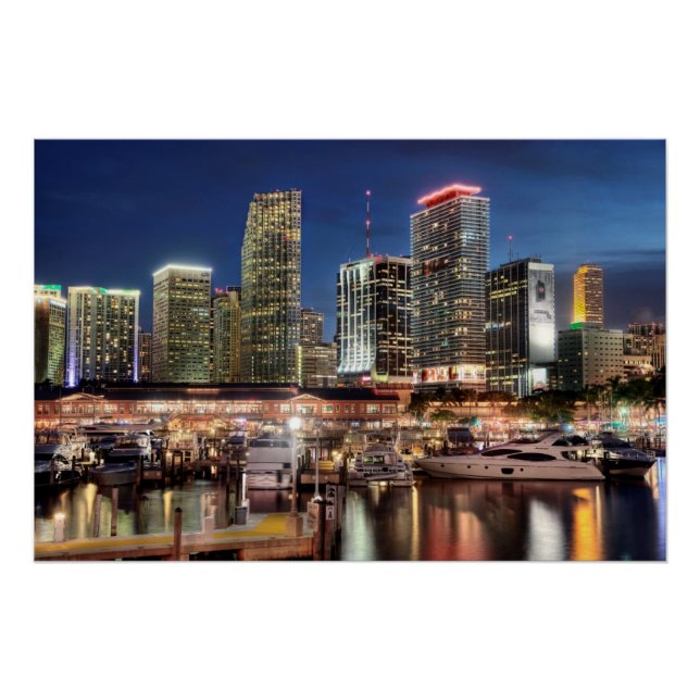 Miami Skyline City in Florida Poster (Vorderseite)