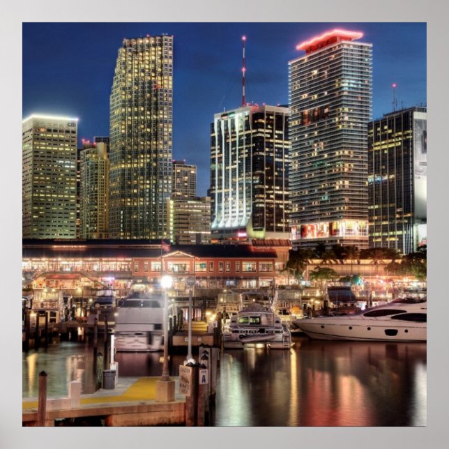 Miami Skyline City in Florida Poster (Vorne)