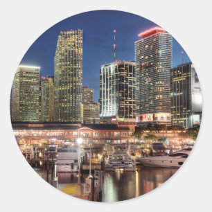 Miami Skyline City in Florida Runder Aufkleber
