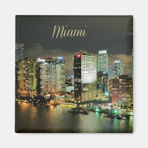 Miami Skyline in der Nacht Magnet