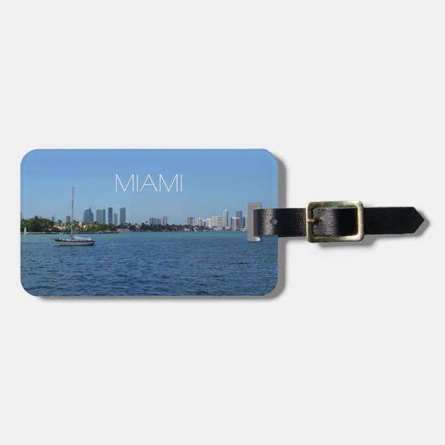 Miami Skyline (mit/aus anpassbarem Text) Gepäckanhänger (Vorderseite horizontal)