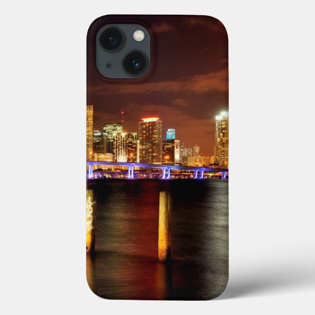 Miami-Skyline nachts, Florida Case-Mate iPhone Hülle (Rückseite)