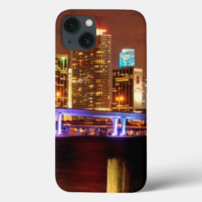 Miami-Skyline nachts, Florida Case-Mate iPhone Hülle (Rückseite)