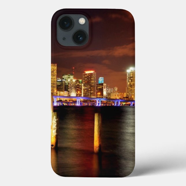 Miami-Skyline nachts, Florida Case-Mate iPhone Hülle (Rückseite)