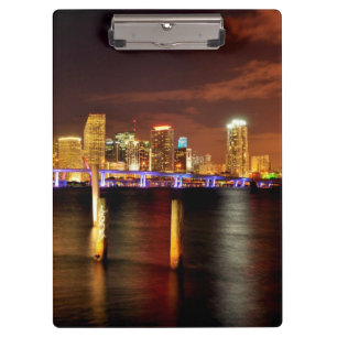 Miami-Skyline nachts, Florida Klemmbrett