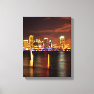 Miami-Skyline nachts, Florida Leinwanddruck