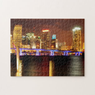 Miami-Skyline nachts, Florida Puzzle