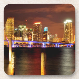 Miami-Skyline nachts, Florida Untersetzer
