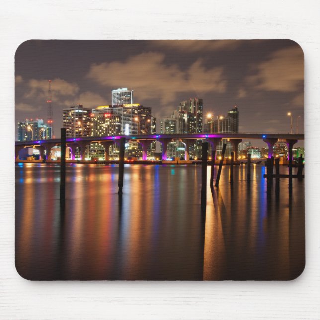 Miami-Skyline nachts - Mousepad (Vorne)