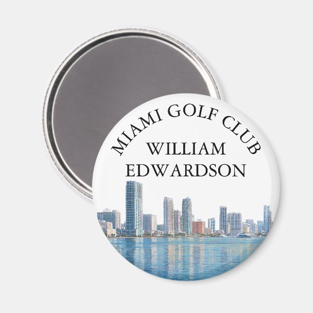 Miami Skyline Personalisierter Golfschläger Name Magnet (Vorderseite/Rückseite)