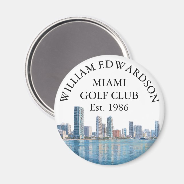 Miami Skyline Personalisierter Golfschläger Name Magnet (Vorderseite/Rückseite)