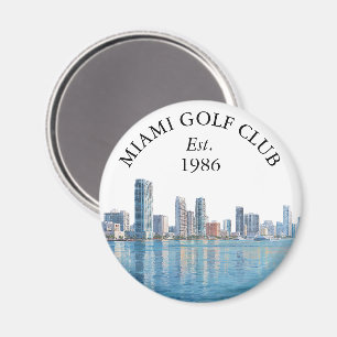 Miami-Skyline personalisierter Golfschlägername Magnet