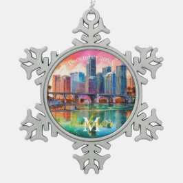 Miami Skyline Snowflake Weihnachtsschmuck Schneeflocken Zinn-Ornament