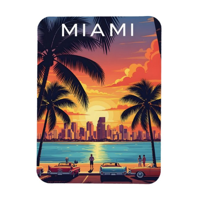 Miami-Skyline-Sonnenuntergang Magnet (Vertikal)