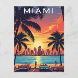 Miami Skyline Sunset Postkarte