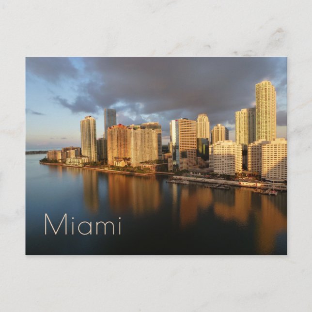 Miami Skyline und Reflektion Postkarte (Vorderseite)