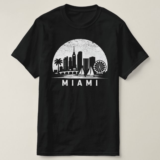Miami Skyline Vintage Graphic Tee - Palm Trees  (Design vorne)