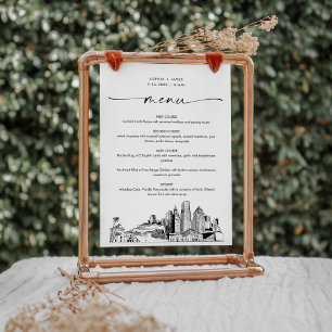 Miami Skyline Wedding Dinner Menu Card 12x18