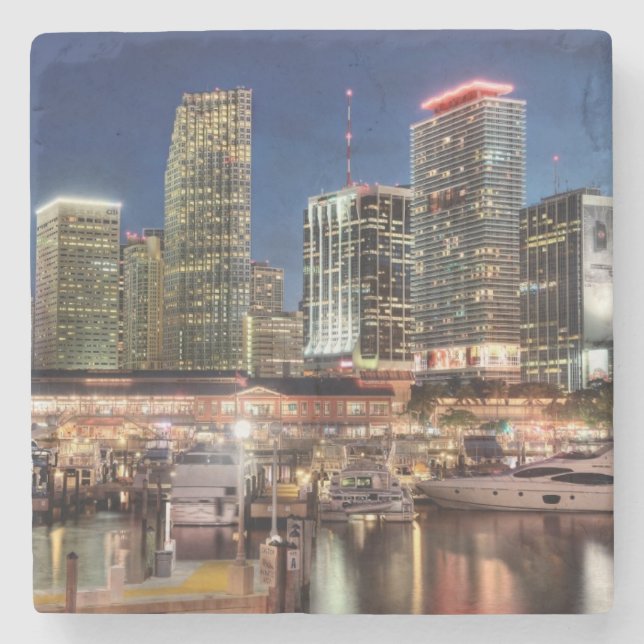 Miami-Skylinestadt in Florida Steinuntersetzer (Vorderseite)