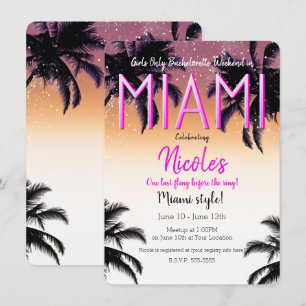 Miami-Sommer-Mädchen-Wochenende-Junggesellinnenabs Einladung